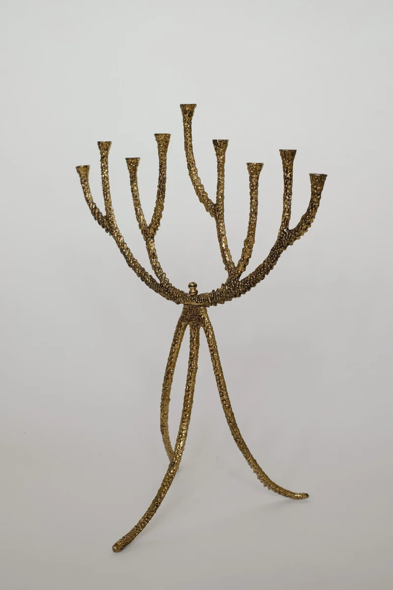Rare Mid-Century Brutalist Bronze Candelabra