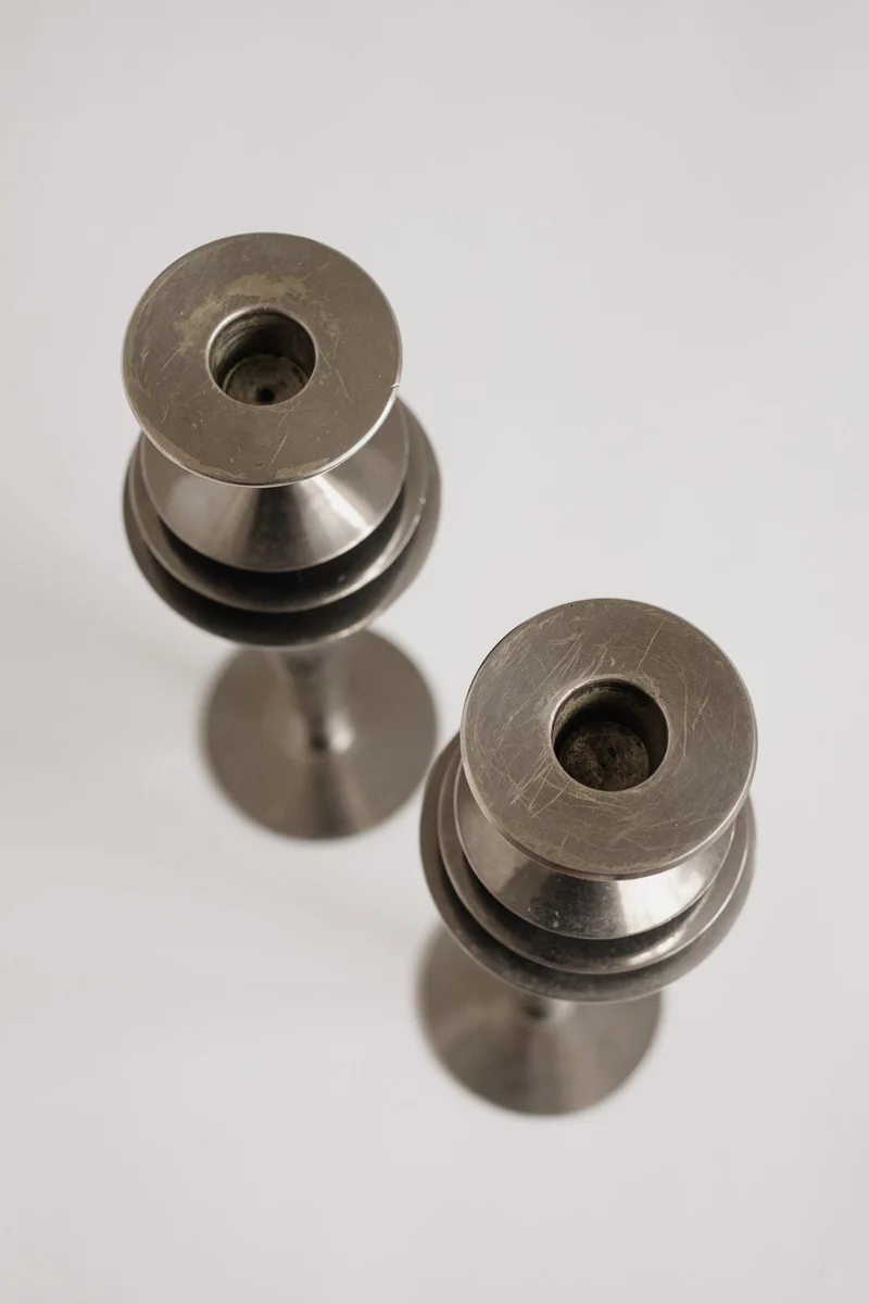 Vintage Art Deco Style Chrome Candlesticks