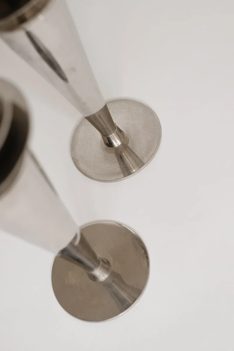 Vintage Art Deco Style Chrome Candlesticks