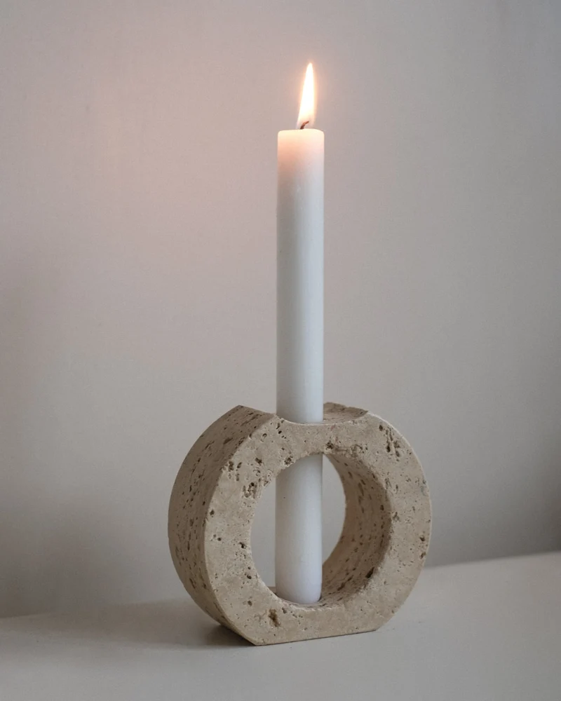 Travertine Candle Holder