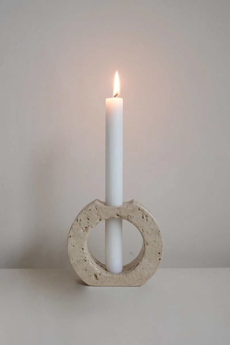 Travertine Candle Holder