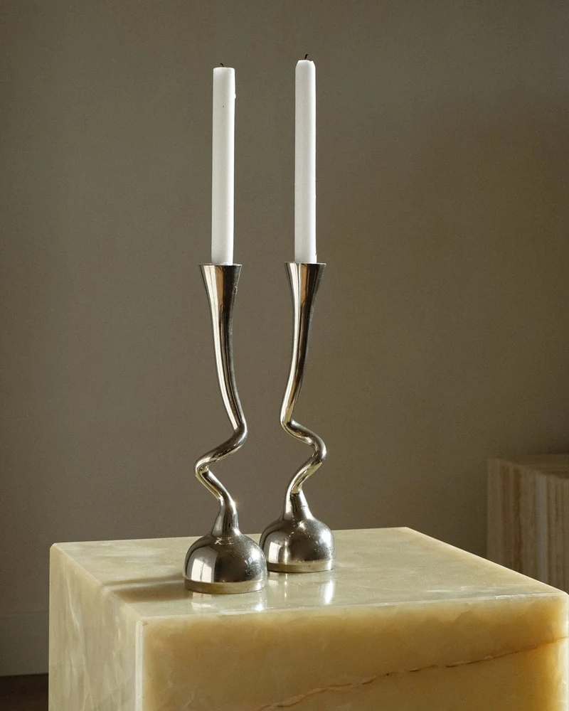 Pair of Curled Candleholders