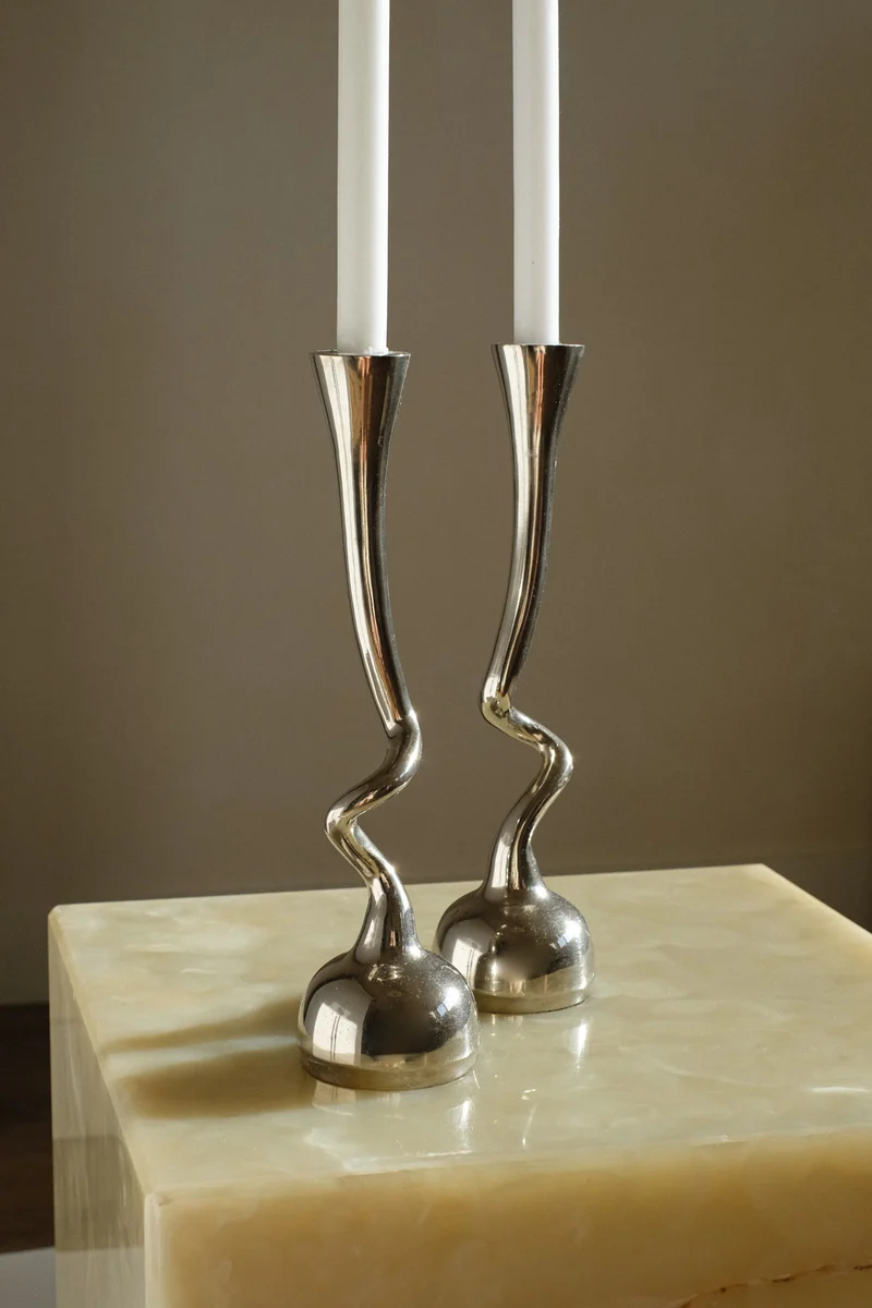 Pair of Curled Candleholders