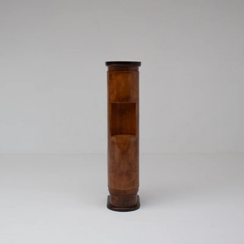 French Art Deco Walnut Pedestal with Open Display Niche, 1930s