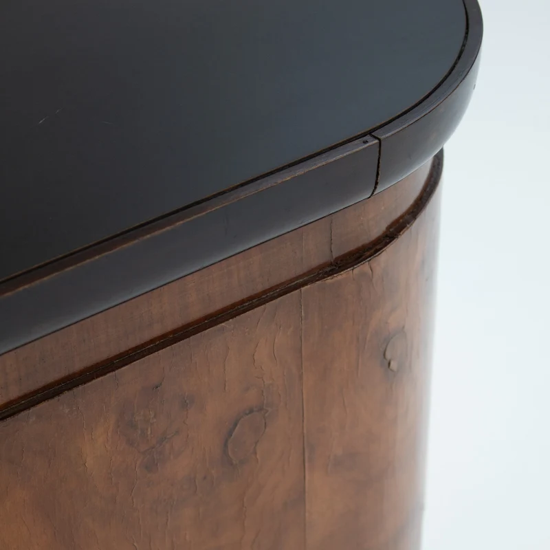 French Art Deco Walnut Pedestal with Open Display Niche, 1930s