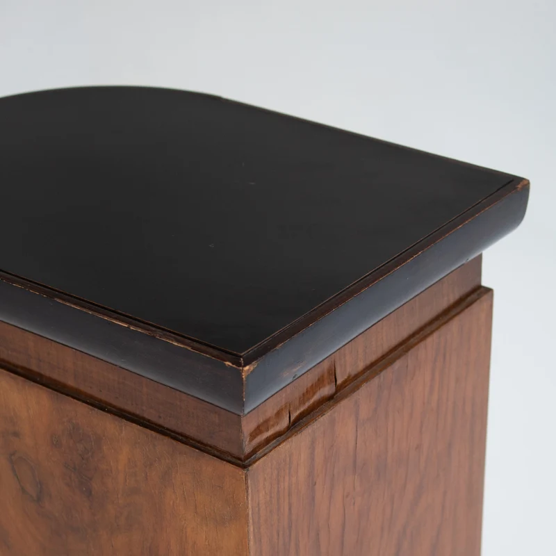 French Art Deco Walnut Pedestal with Open Display Niche, 1930s
