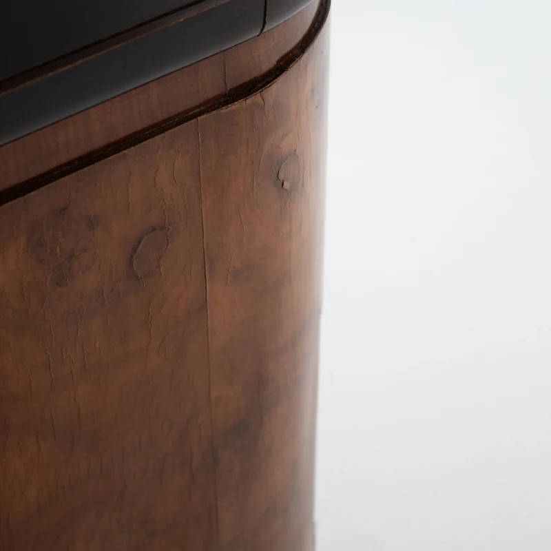 French Art Deco Walnut Pedestal with Open Display Niche, 1930s