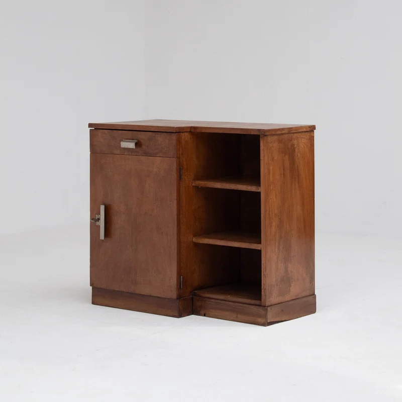 Art Deco Nightstand with Chrome Handles