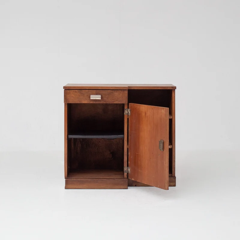 Art Deco Nightstand with Chrome Handles