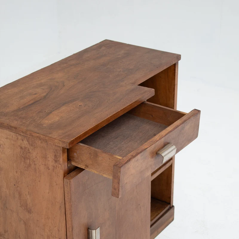 Art Deco Nightstand with Chrome Handles