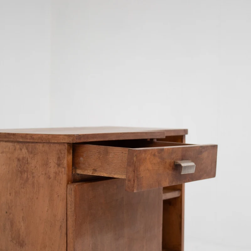 Art Deco Nightstand with Chrome Handles