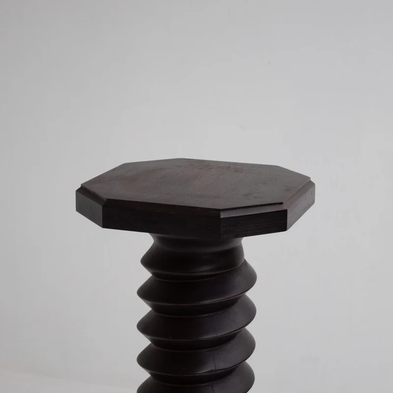 Vintage Wooden Pedestal Set in Stained Oak
