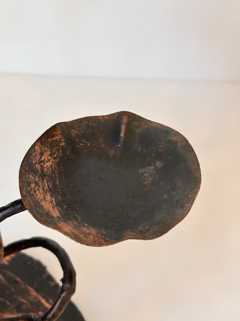 Folk Art Metal Tulip Candleholder, Poland