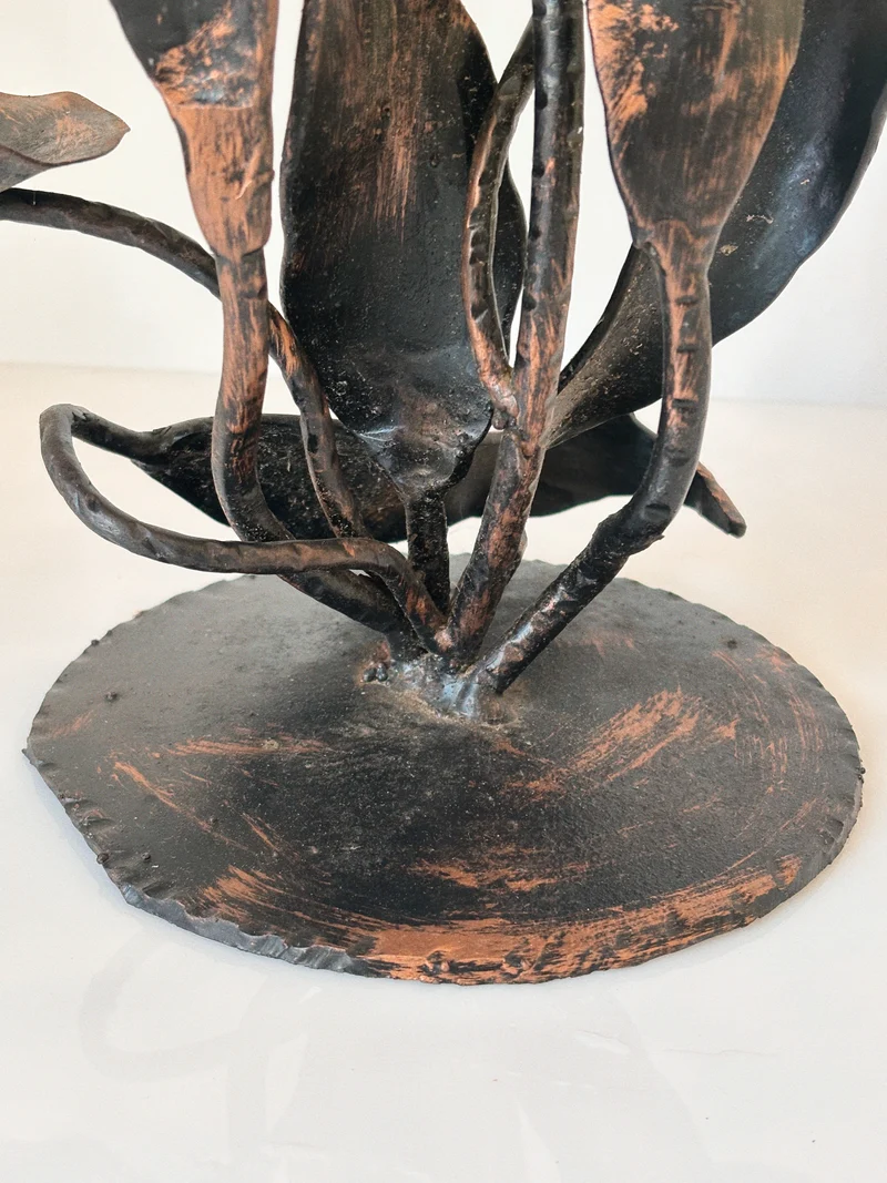 Folk Art Metal Tulip Candleholder, Poland