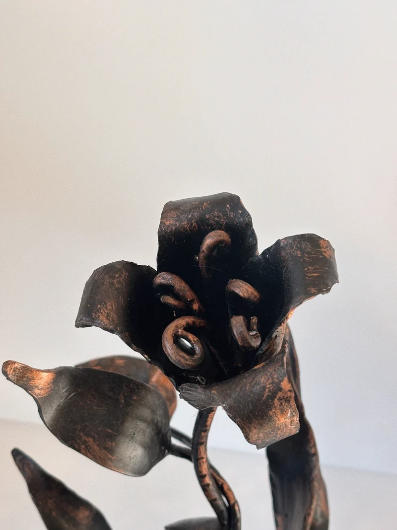 Folk Art Metal Tulip Candleholder, Poland