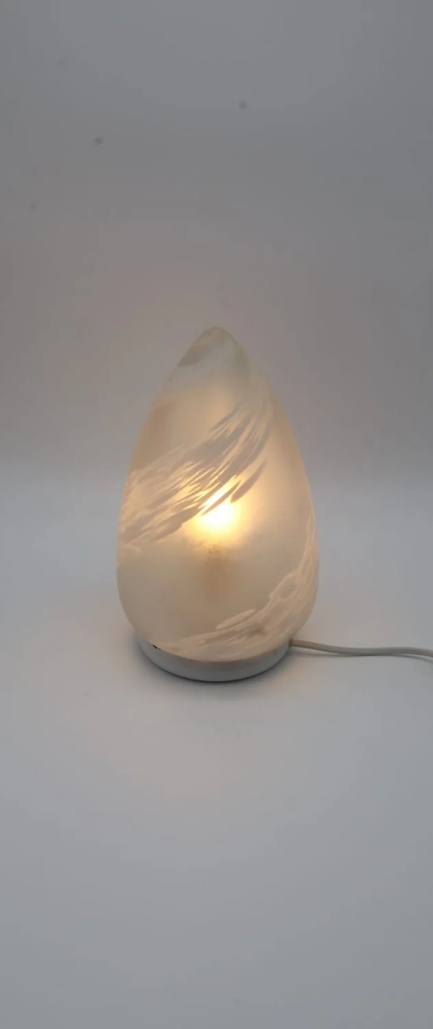 Mid-Century Vintage Murano Swirl Glass Egg Table Lamp – Italy, 1970s