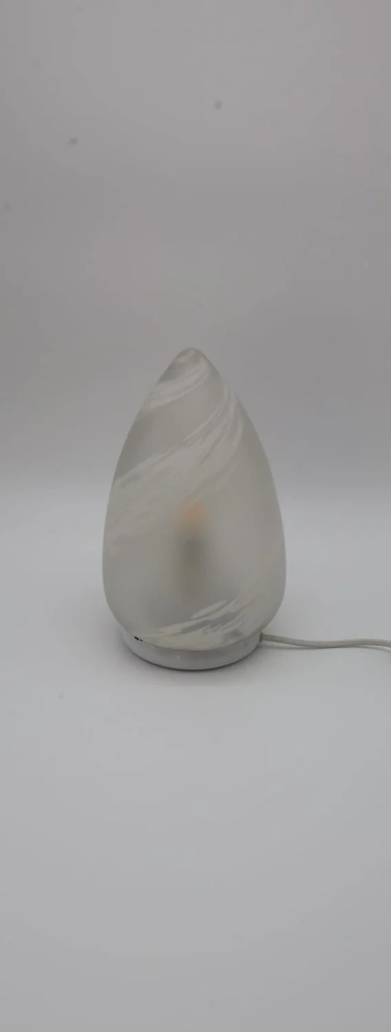 Mid-Century Vintage Murano Swirl Glass Egg Table Lamp – Italy, 1970s