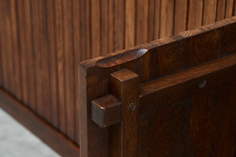 Exceptional and Unique Freestanding Sideboard in Solid Oak, Belgium, 1970s