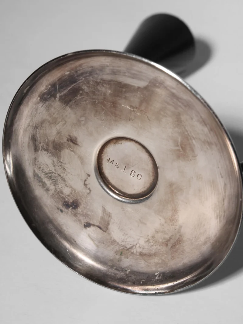 Mid-Century Silver Plated And Wood Candle Holder