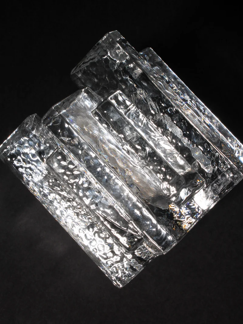 Brutalist Swedish Crystal Glass Candle Holder