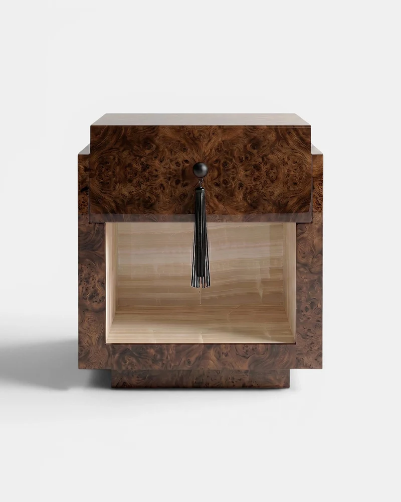 Leo Dark Burl Wood And Vanilla Onyx