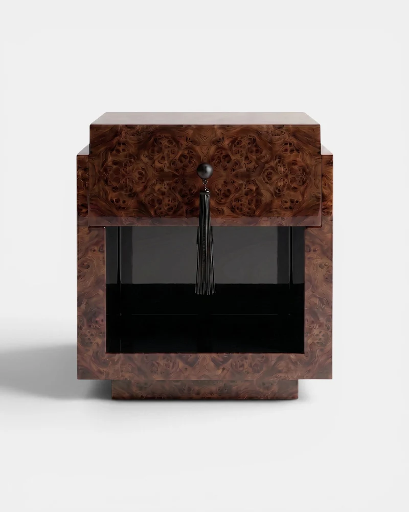 Leo Dark Burl Wood And Black