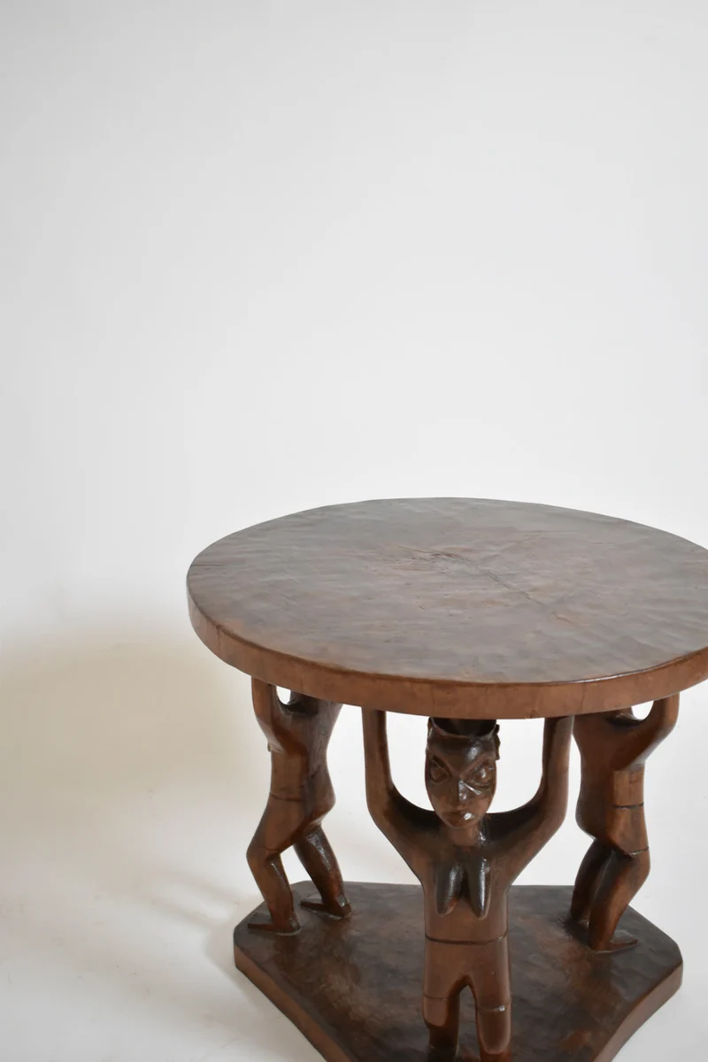 Monoxyl African Pedestal Round Table, 1960s