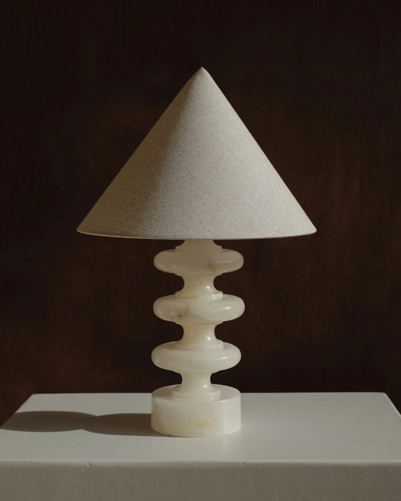 Vintage Sculptural Alabaster Table Lamp