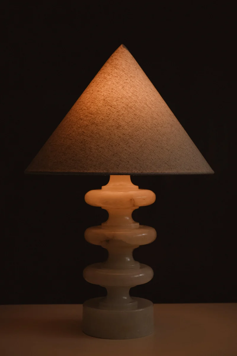 Vintage Sculptural Alabaster Table Lamp