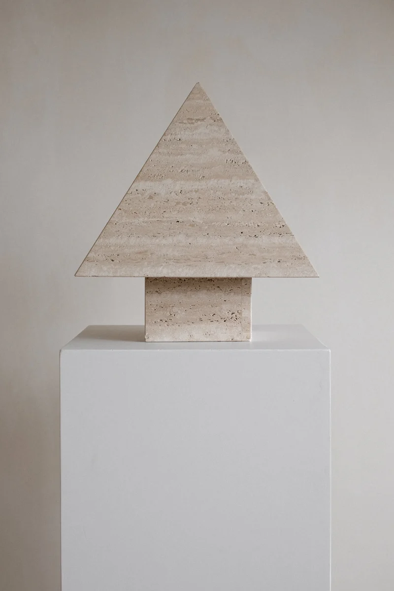 Vintage Travertine Pyramid Table Lamp, 1970s