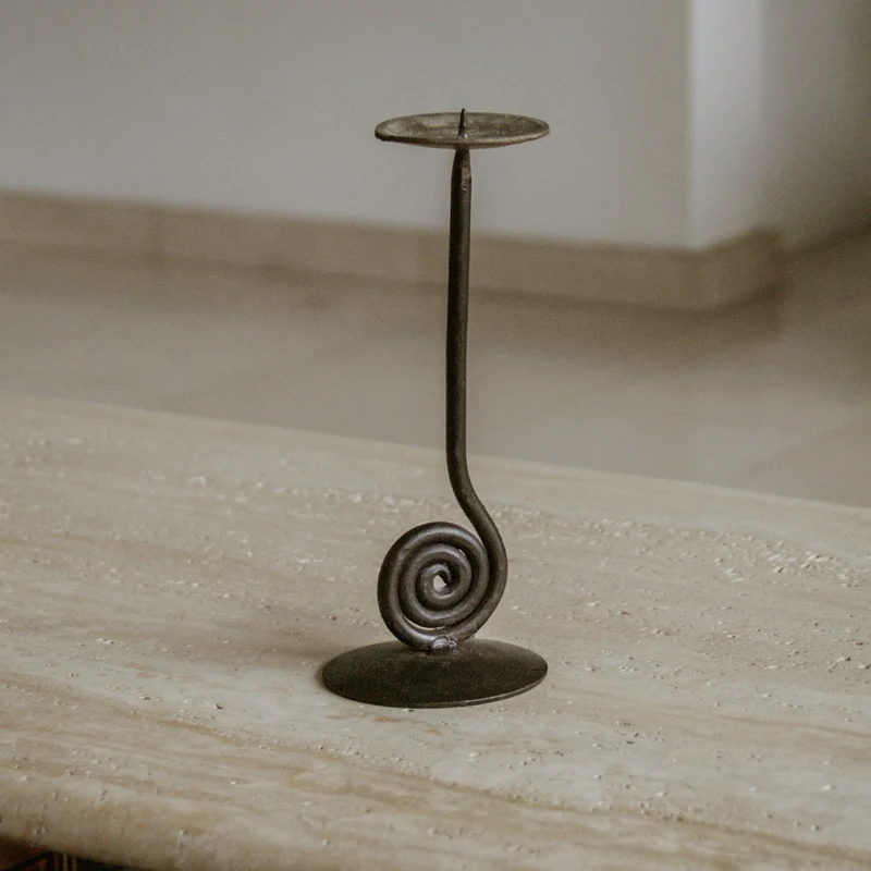 Swirl Cast Iron Candle Holder