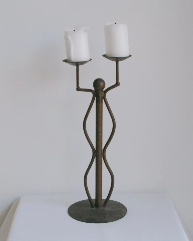Iron Two Armed Candelabra
