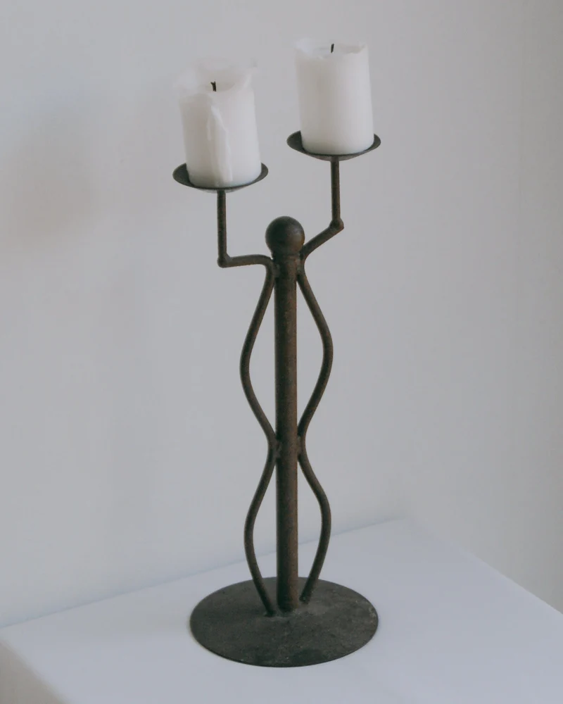 Iron Two Armed Candelabra