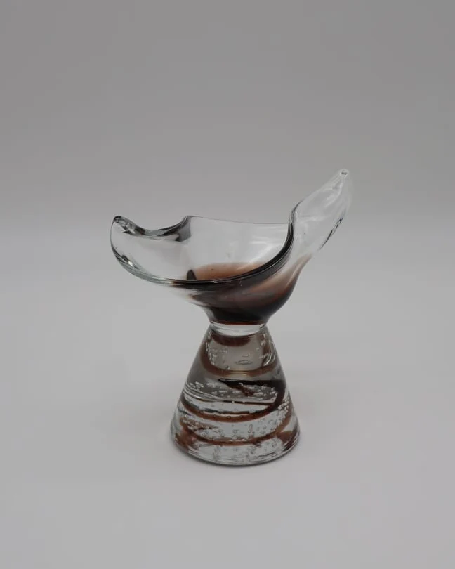 Mid-Century Organic Hand-Blown Glass Sculptural Coupe – 1960s