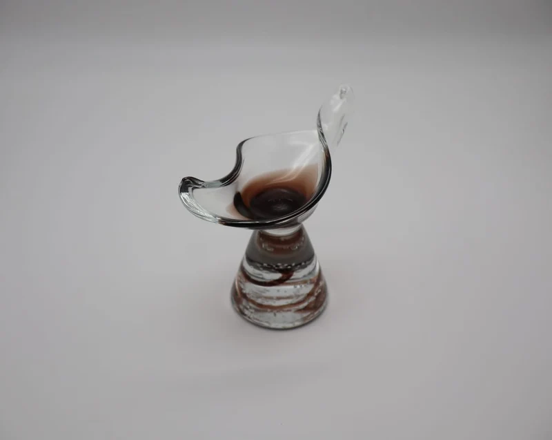 Mid-Century Organic Hand-Blown Glass Sculptural Coupe – 1960s