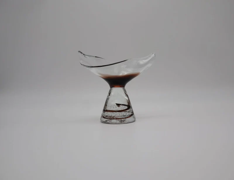 Mid-Century Organic Hand-Blown Glass Sculptural Coupe – 1960s