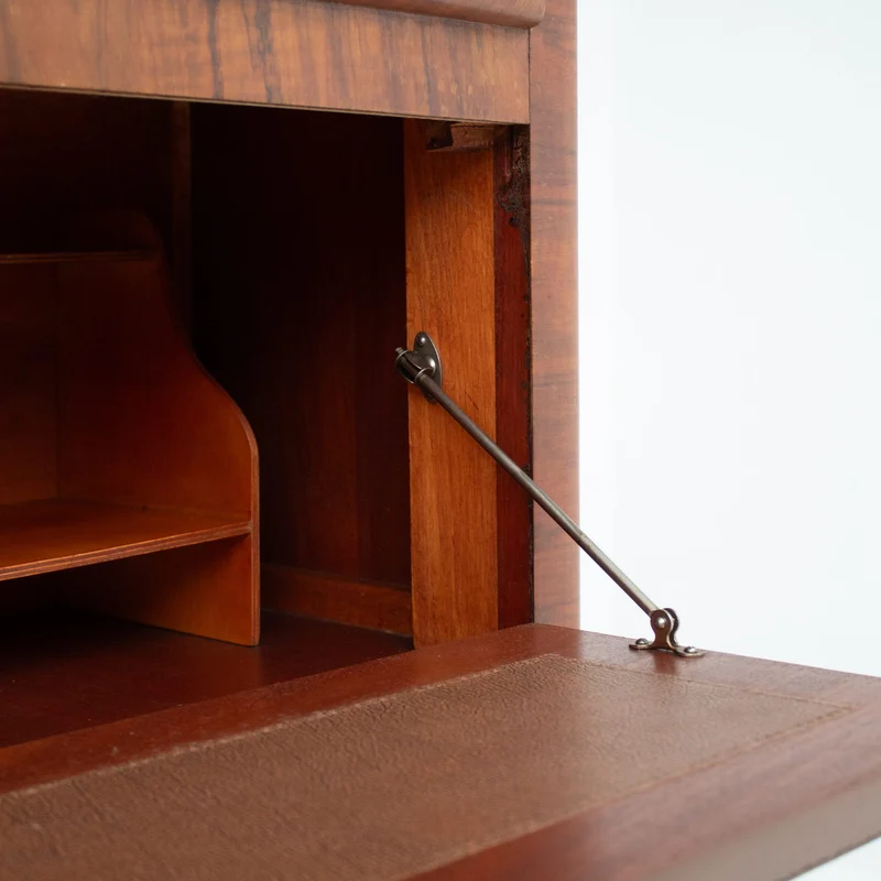 Vintage Biedermeier Secretary Cabinet in Walnut Veneer