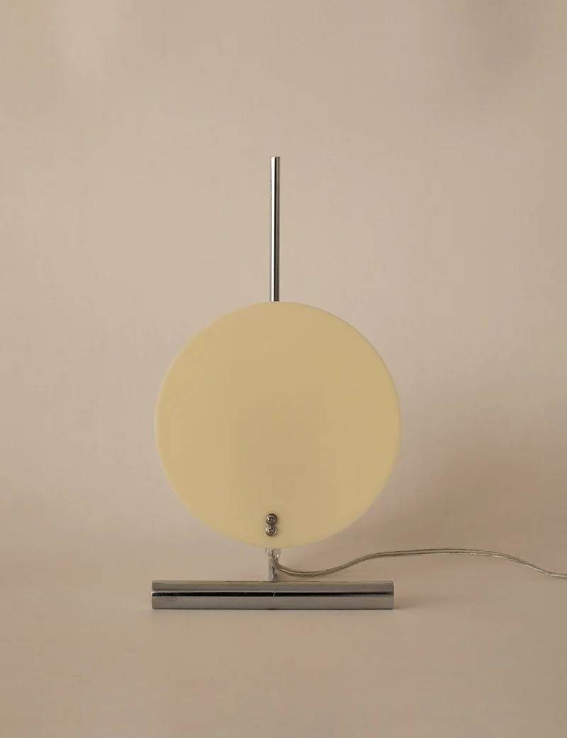 Vintage Habitat Table Lamp with Rotating Disc Shade on Chrome Stem, c. 1990