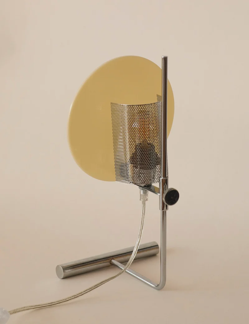 Vintage Habitat Table Lamp with Rotating Disc Shade on Chrome Stem, c. 1990