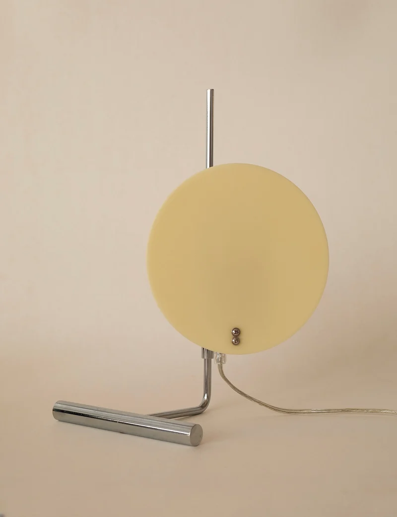 Vintage Habitat Table Lamp with Rotating Disc Shade on Chrome Stem, c. 1990
