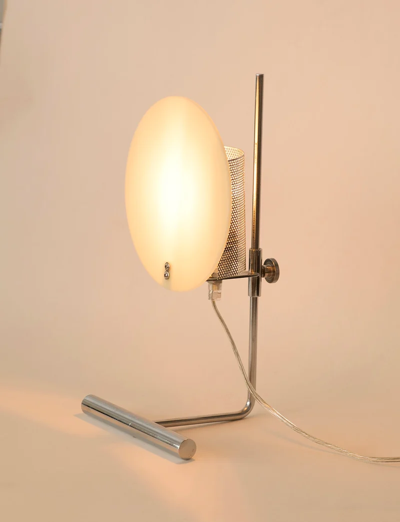 Vintage Habitat Table Lamp with Rotating Disc Shade on Chrome Stem, c. 1990