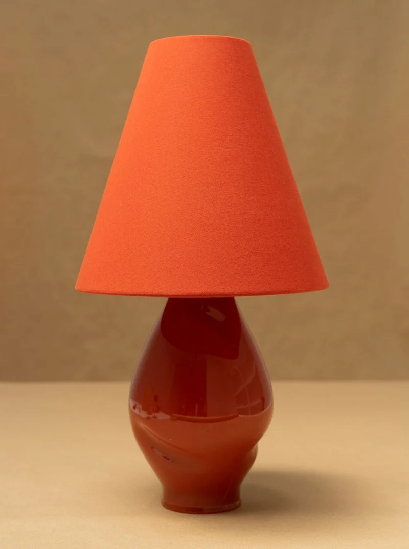 Dark Red-Conical Glass Table Lamp