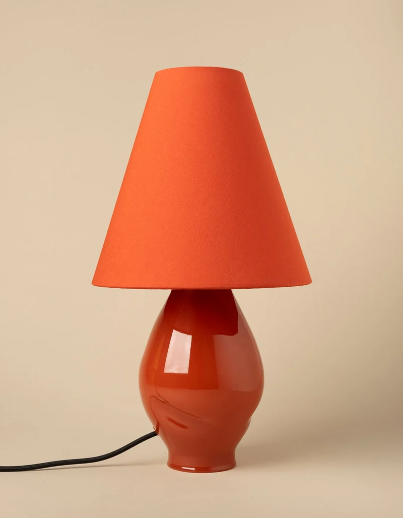 Dark Red-Conical Glass Table Lamp