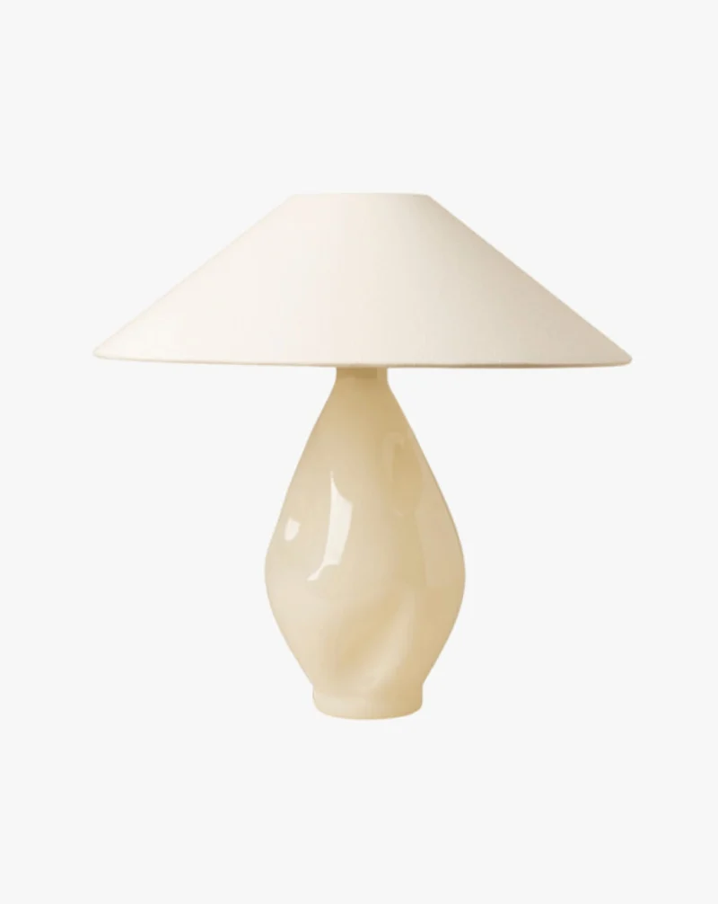 Beige Conical Glass Table Lamp