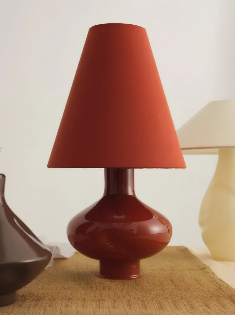 Dark Red-Conical Glass Table Lamp II