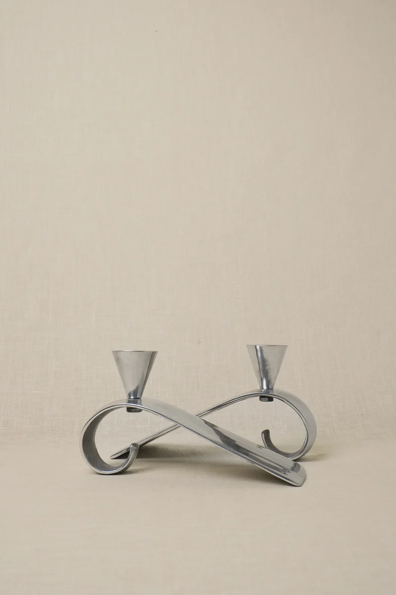 Set of 2 Comma Candlesticks, Attributed to Matthew Hilton