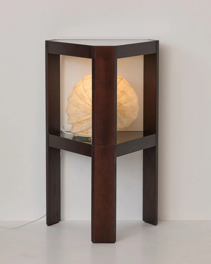 Stackable Triangular Wood and Glass Side Tables by Porada Arredi, c. 1970