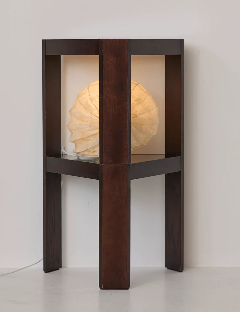 Stackable Triangular Wood and Glass Side Tables by Porada Arredi, c. 1970