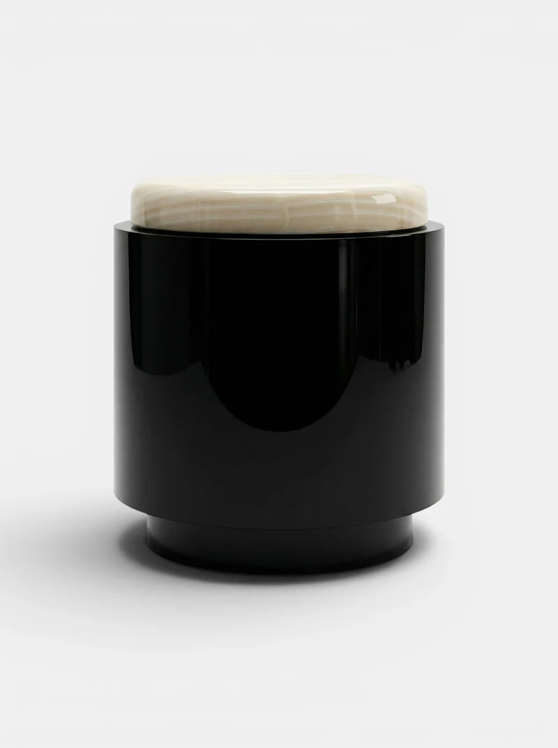 Pompon Black And Ivory Onyx Nightstand