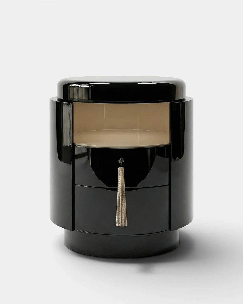 Pompon Black And Off-White Nightstand
